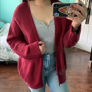Chunky Knit Maroon Cardigan